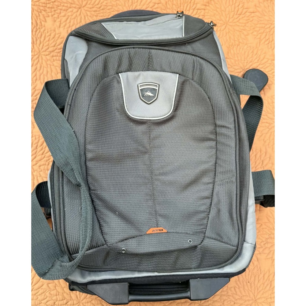 High Sierra AT3 Sierra Lite Wheeled Duffel Bag Rolling Luggage Drop Bottom Gray